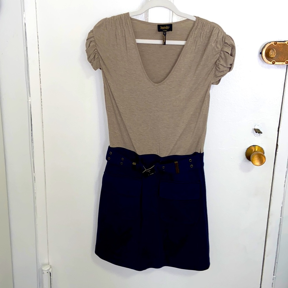 Laundry By Shelli Segal Tan and Navy Dress